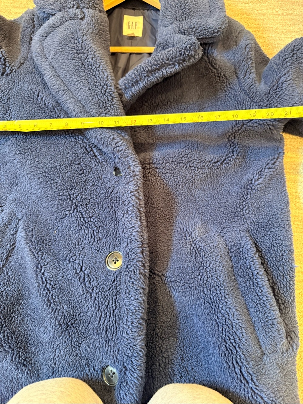 GAP Navy Teddy Coat Women’s Medium | Oversized Sherpa Fleece Cozy Winter Coat - Picture 9 of 12